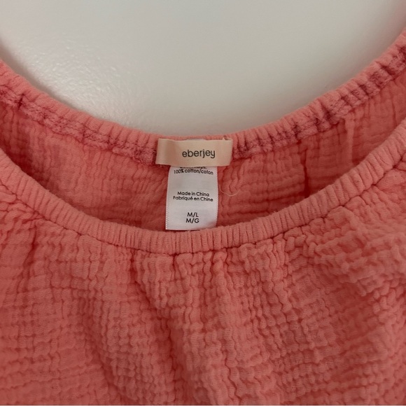 Eberjey Nomad Tula Pink cotton ruffle off shoulder Romper - Picture 5 of 6